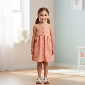 Daisy Fuentes Peach Eyelet Kids Dress